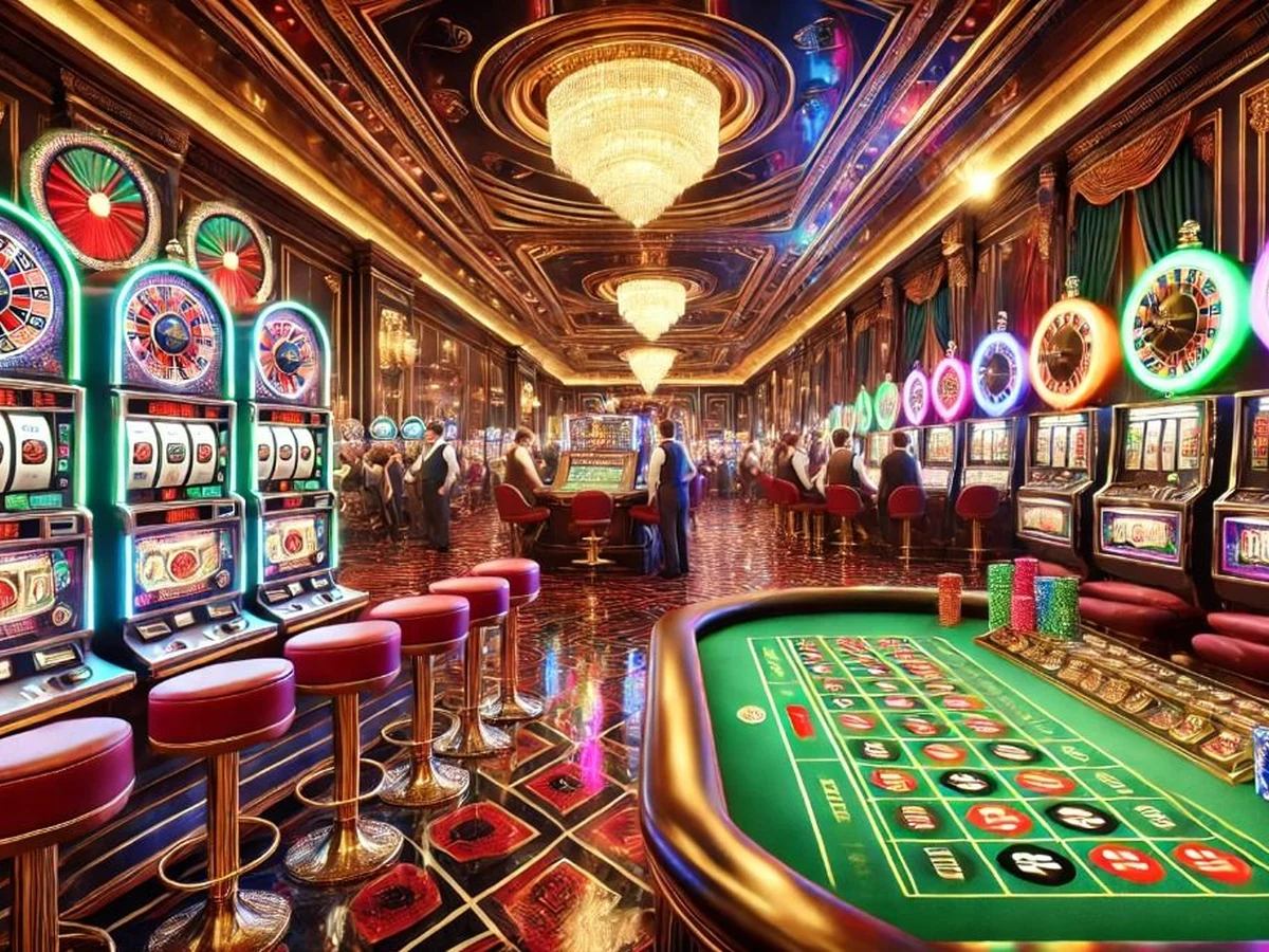 Tampilan visual permainan slot dengan reel dan tema permainan berwarna
