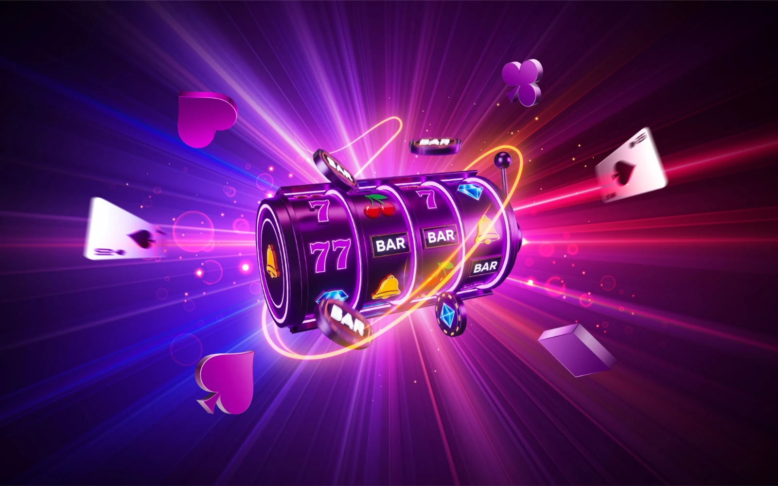 Layar permainan slot dengan reel, simbol, dan panel fitur bonus